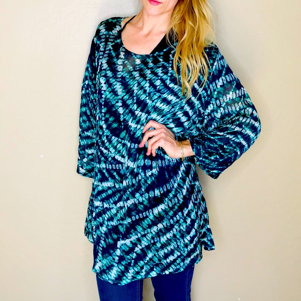 Bryn Walker Silk Top Watercolor 1X Sheer Blue